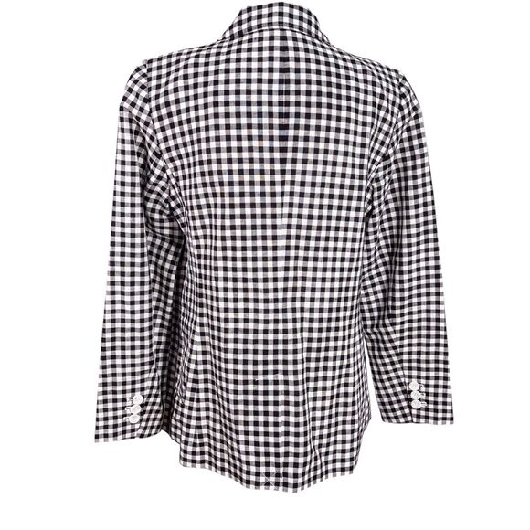 Talbots Classic Linen Blazer Gingham Black & White Single Breasted Size 12 NWOT - Picture 5 of 13